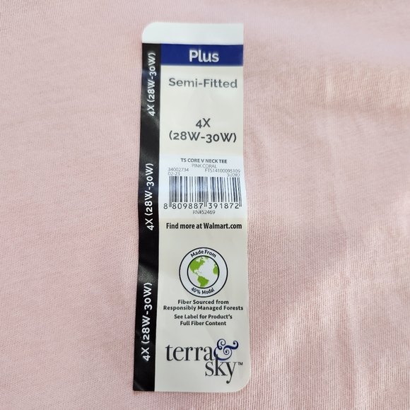 Terra & Sky Size 4X Women's Pink V-Neck Top - Picture 5 of 7